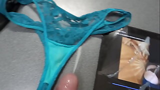 Great cumshots that my friends made to my wife's familiar panties, photos together with videos